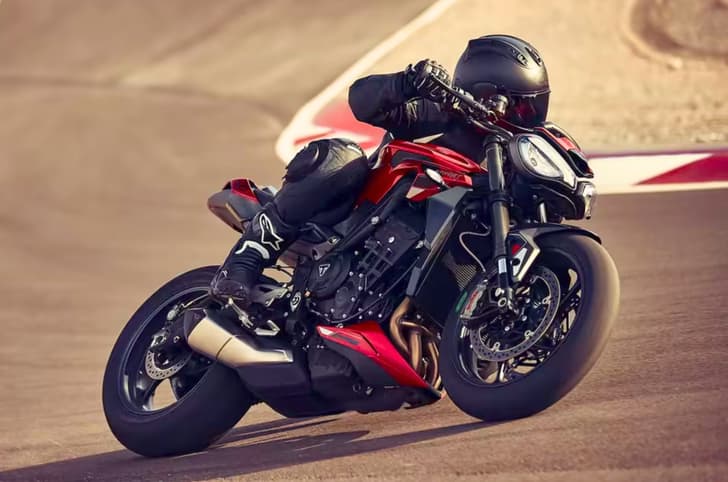Triumph Street Triple RS left side cornering shot